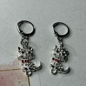Sparkly Cat Charm Earrings